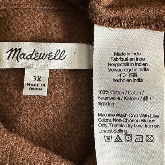 Madewell Womens Flannel Kempton Shirt Brown 3X Button Down Preppy Western EUC - Picture 7 of 8